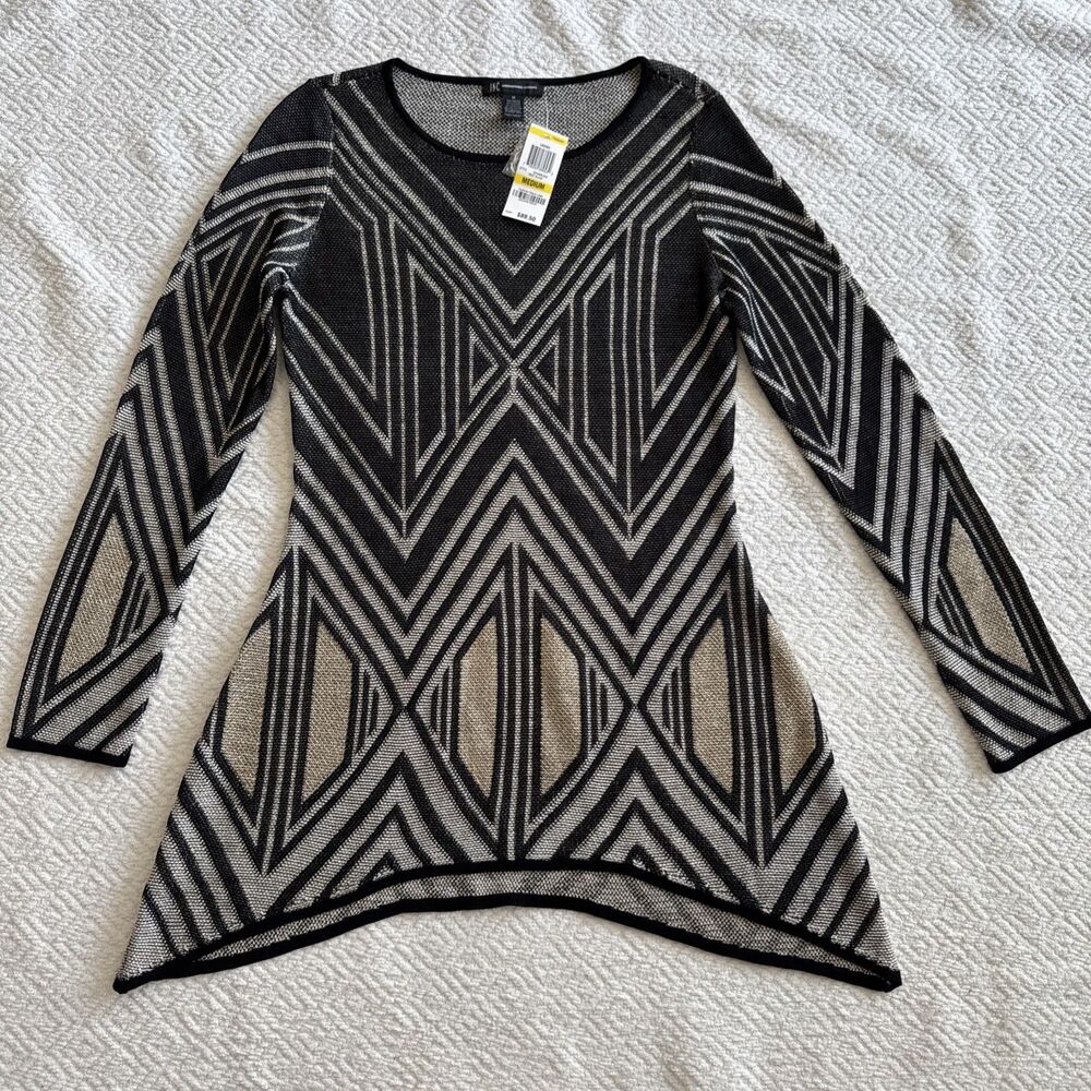 I.N.C. Pullover Sparkle Dressy Sweater Abstract Artsy Holiday Party New Year's M